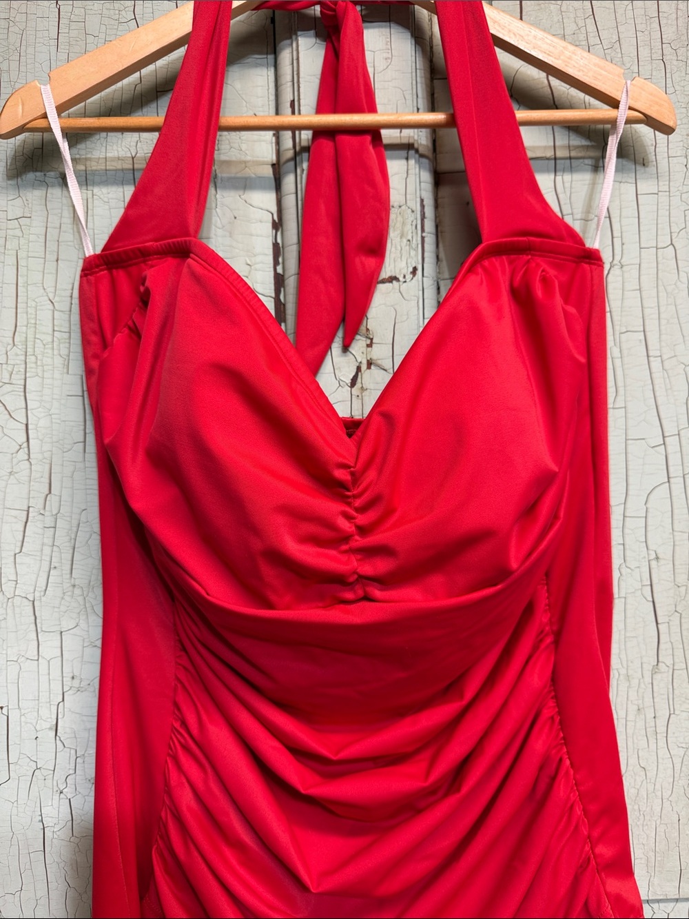 Ruby Ribbon ‘Riviera’ Classic Red Halter One-Piece Swimsuit - Picture 4 of 9